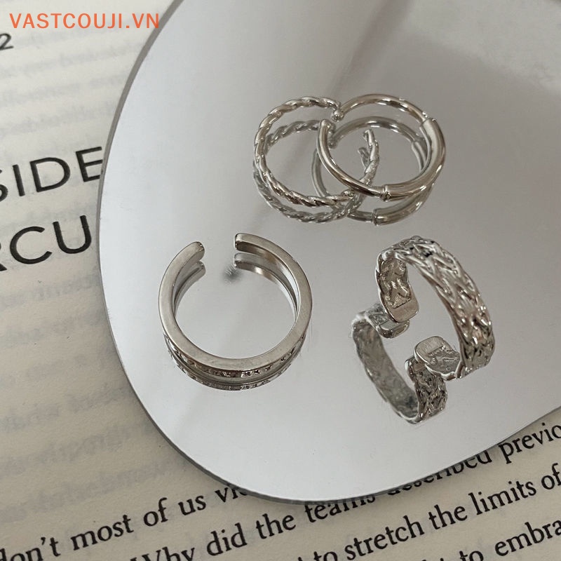 Set 3 Nhẫn Bạc Đeo Khớp Ngón Tay Phong Cách Punk Cổ Điển Có Thể Điều Chỉnh Dành Cho Nam Nữ