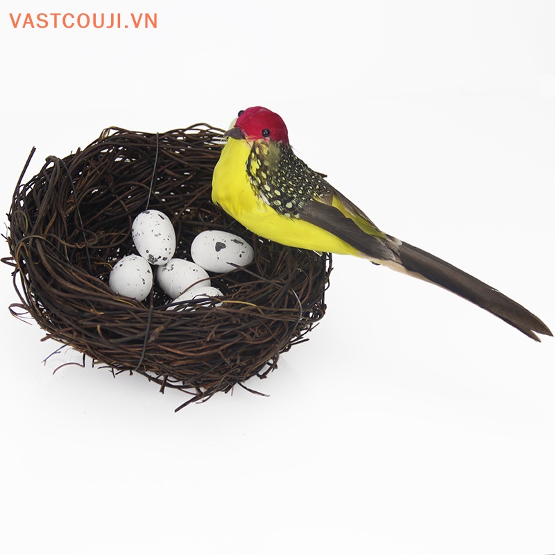 1 Set 16cm Mô Hình Chim Trứng Ốp Lay &amp; Tổ Chim Trang Trí Sân Vườn