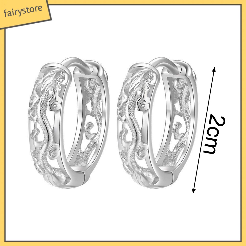 1 Đôi Bông Tai Hình Rồng Rỗng Chạm Khắc Tinh Xảo Phong Cách Punk Dành Cho Nam