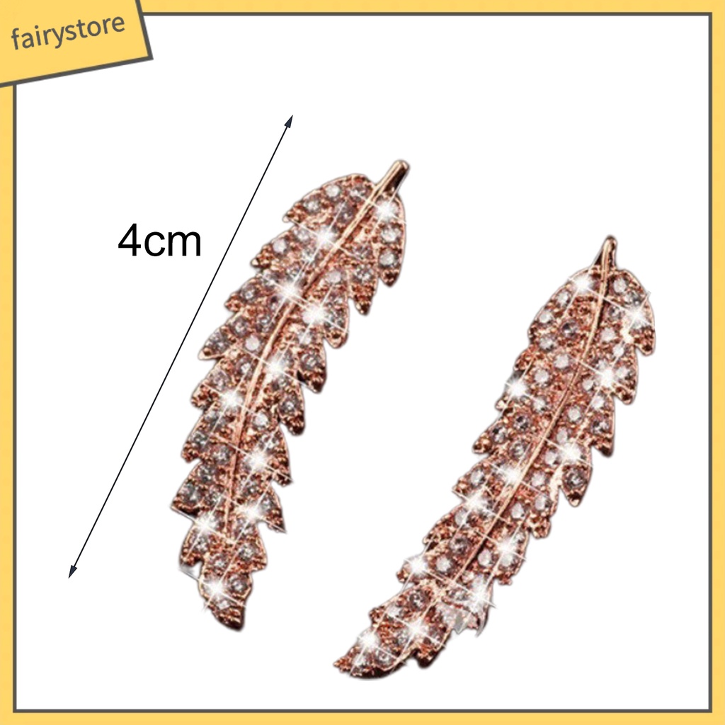 1 Đôi Bông Tai Hình Chiếc Lá Đính Đá Lấp Lánh Dành Cho Nữ
