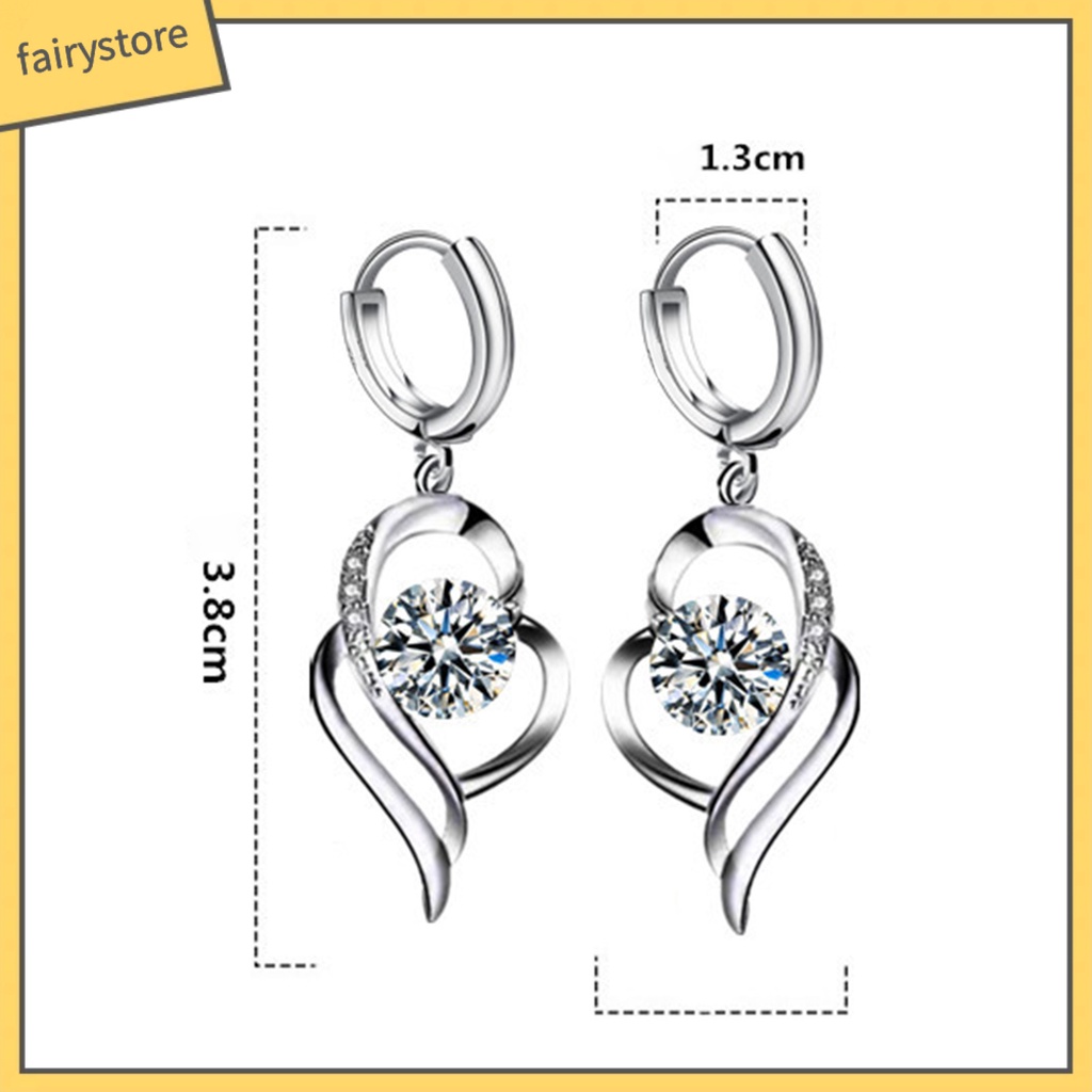 1 Đôi Bông Tai Hình Trái Tim Đính Pha Lê Lấp Lánh Chất Lượng Cao Dành Cho Nữ