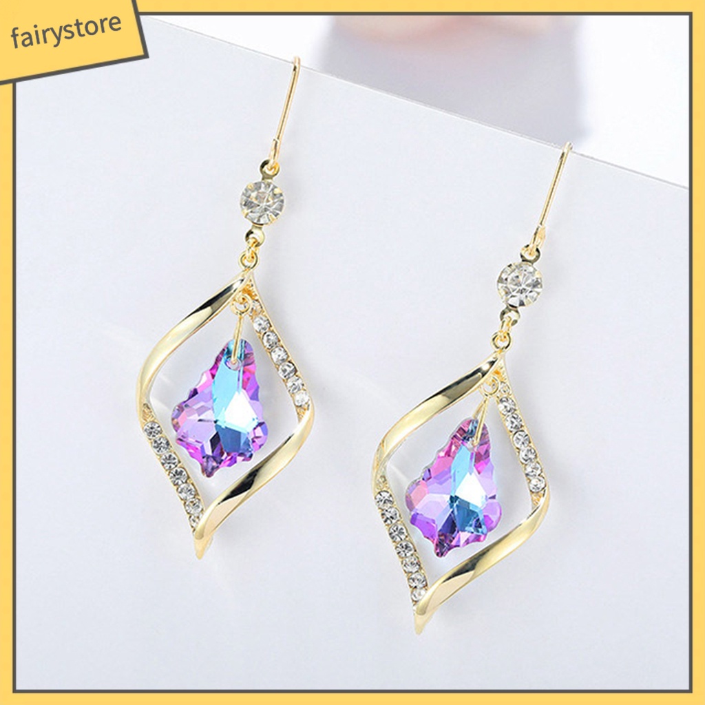 1 Đôi Bông Tai Dáng Dài Đính Đá Lấp Lánh Thời Trang Cho Nữ