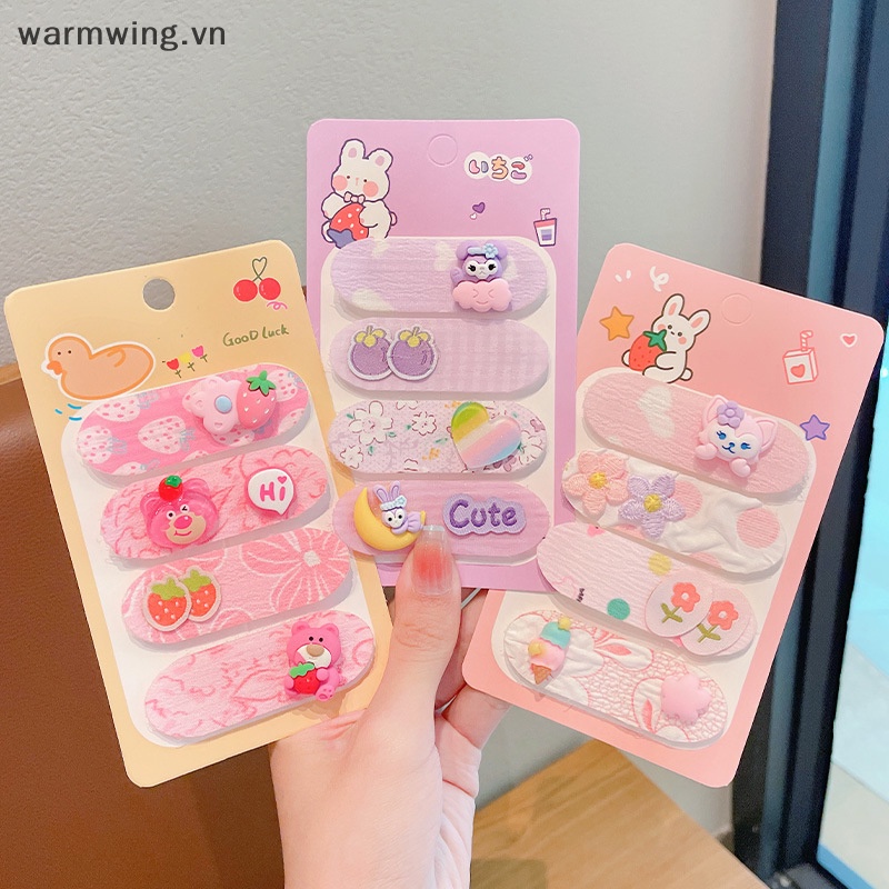 Set 4 Kẹp Tóc Họa Tiết Hoạt Hình Dễ Thương Cho Bé Gái