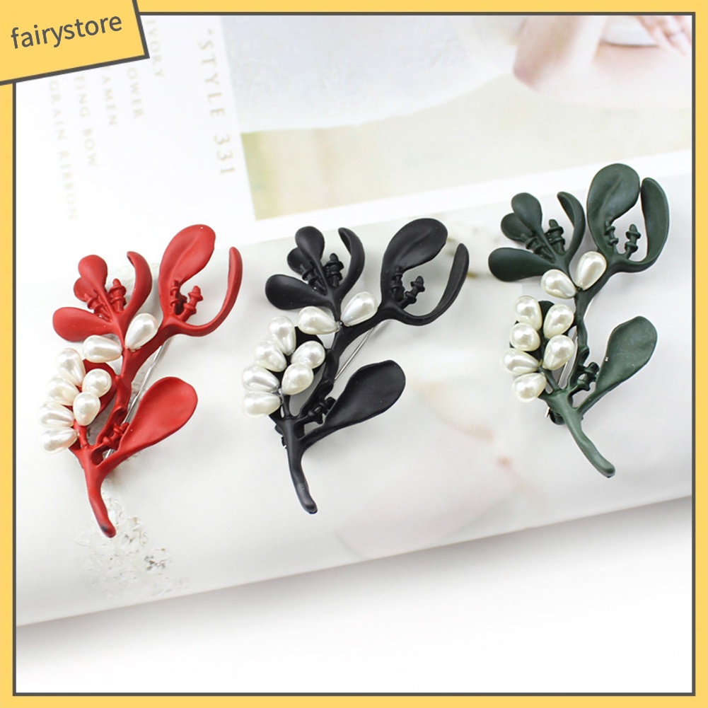 Ghim Cài Áo Hình Lá Đính Ngọc Trai Nhân Tạo Cho Nữ