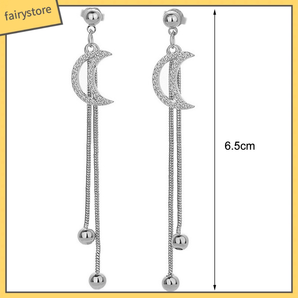 1 Đôi Bông Tai Tua Rua Mạ Điện Đính Đá Lấp Lánh Chống Trầy