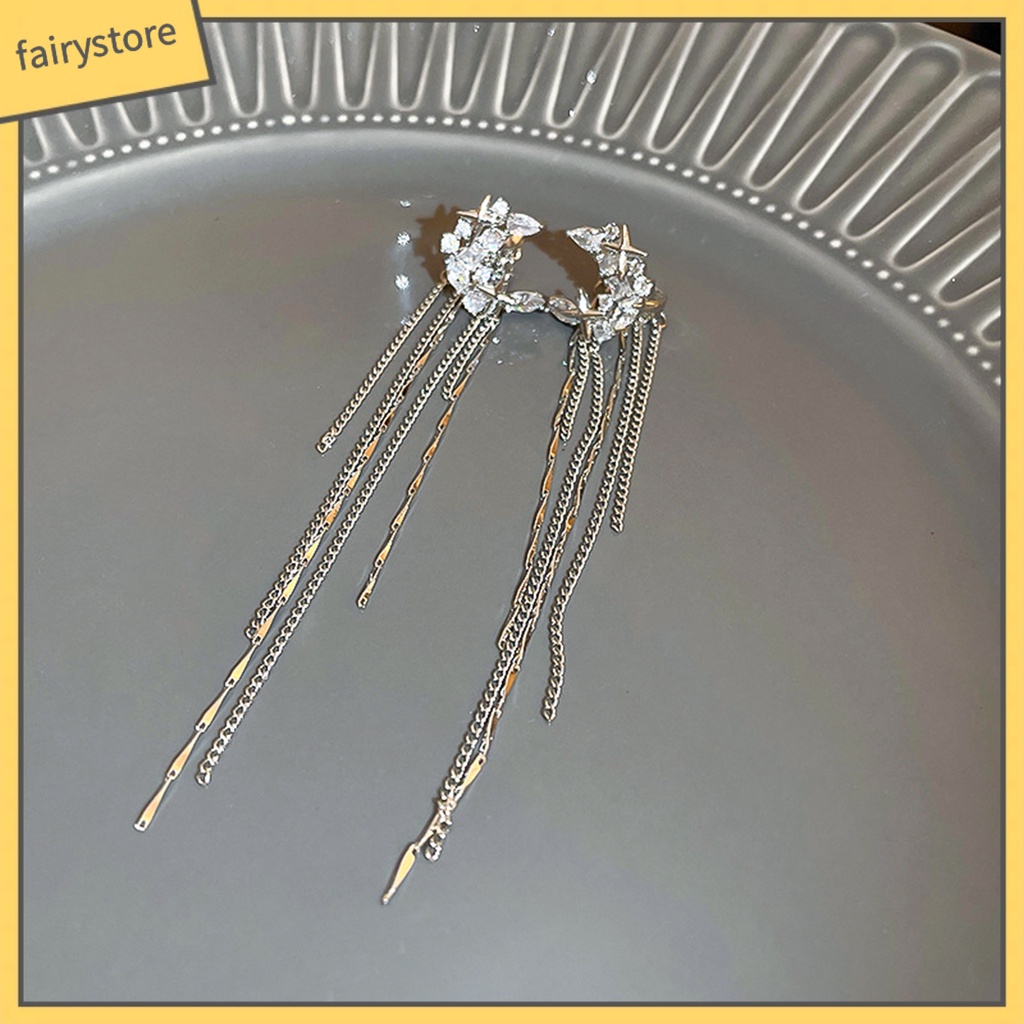 1 Cặp Khuyên Tai Dáng Dài Hình Học Đính Đá Zircon Sang Trọng Cho Nữ