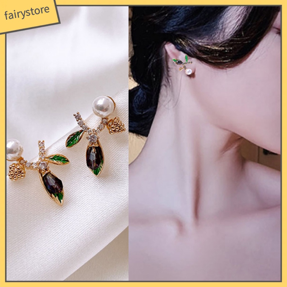 Bông Tai Đính Ngọc Trai Giả Thời Trang Dành Cho Nữ