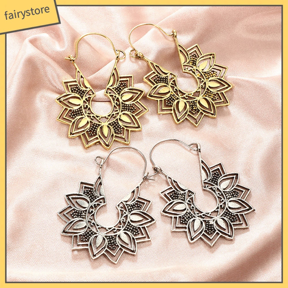 Bông Tai Hình Hoa Rỗng Phong Cách Vintage Thời Trang Cho Nữ