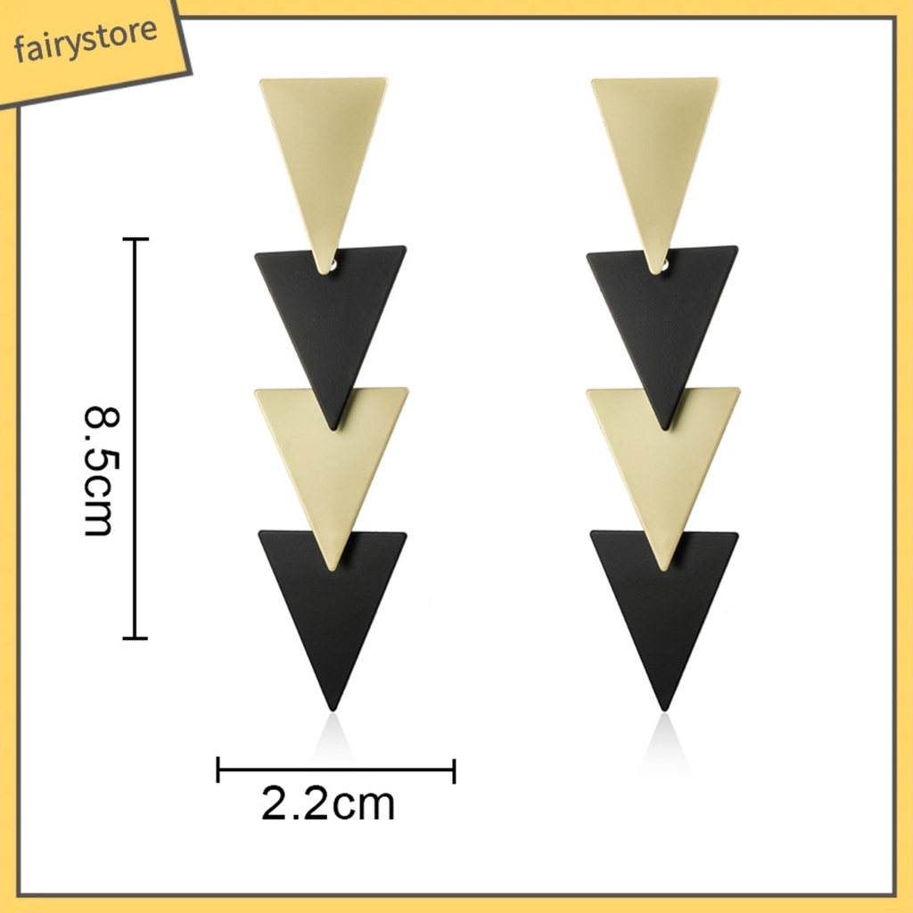 1 Đôi Bông Tai Hình Tam Giác Mạ Điện Nhiều Màu Thời Trang