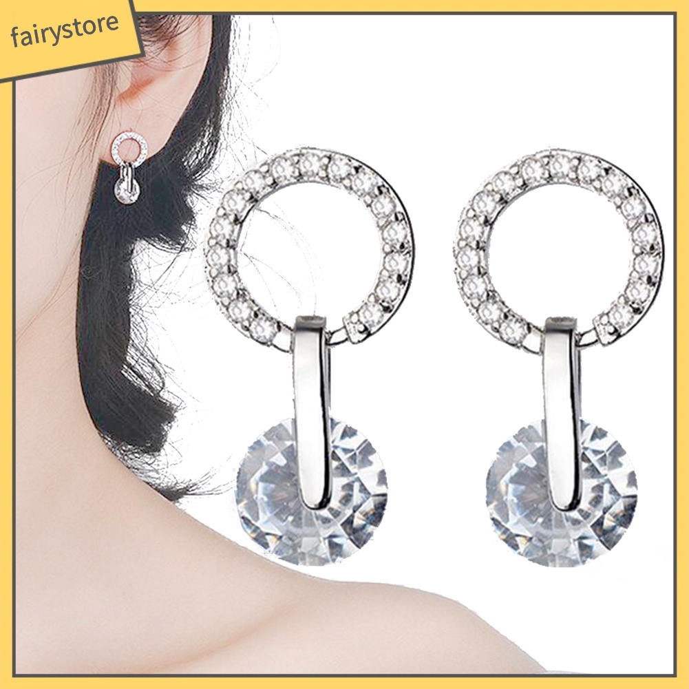 Bông Tai Tròn Đính Đá Zircon Thời Trang Dành Cho Nữ