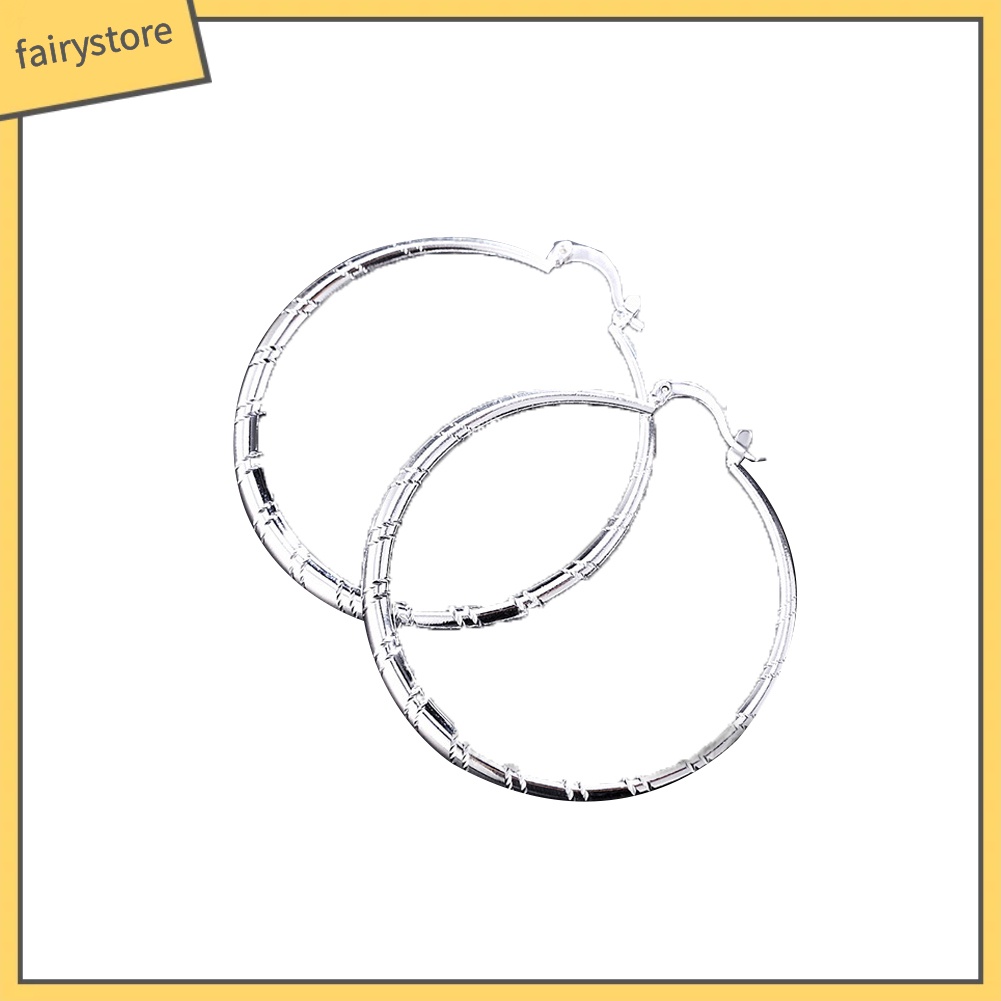 Bông Tai Hình Tròn Lớn Họa Tiết Đường Kẻ Thời Trang Cho Nữ