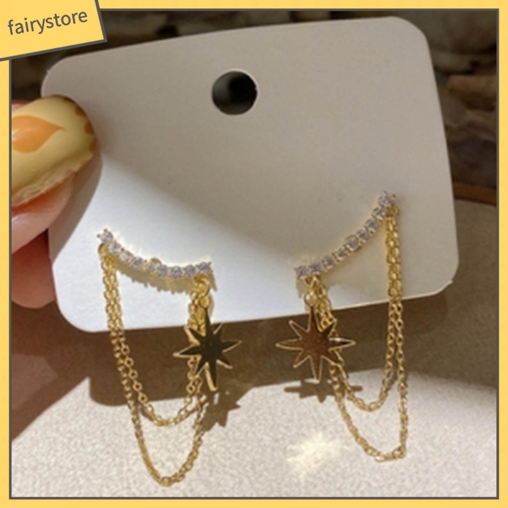 1 Cặp Bông Tai Tua Rua Đính Đá Lấp Lánh Cho Nữ