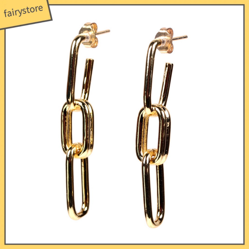 1 Đôi Bông Tai Hình Chữ Nhật Đính Đá Lấp Lánh Phong Cách Vintage