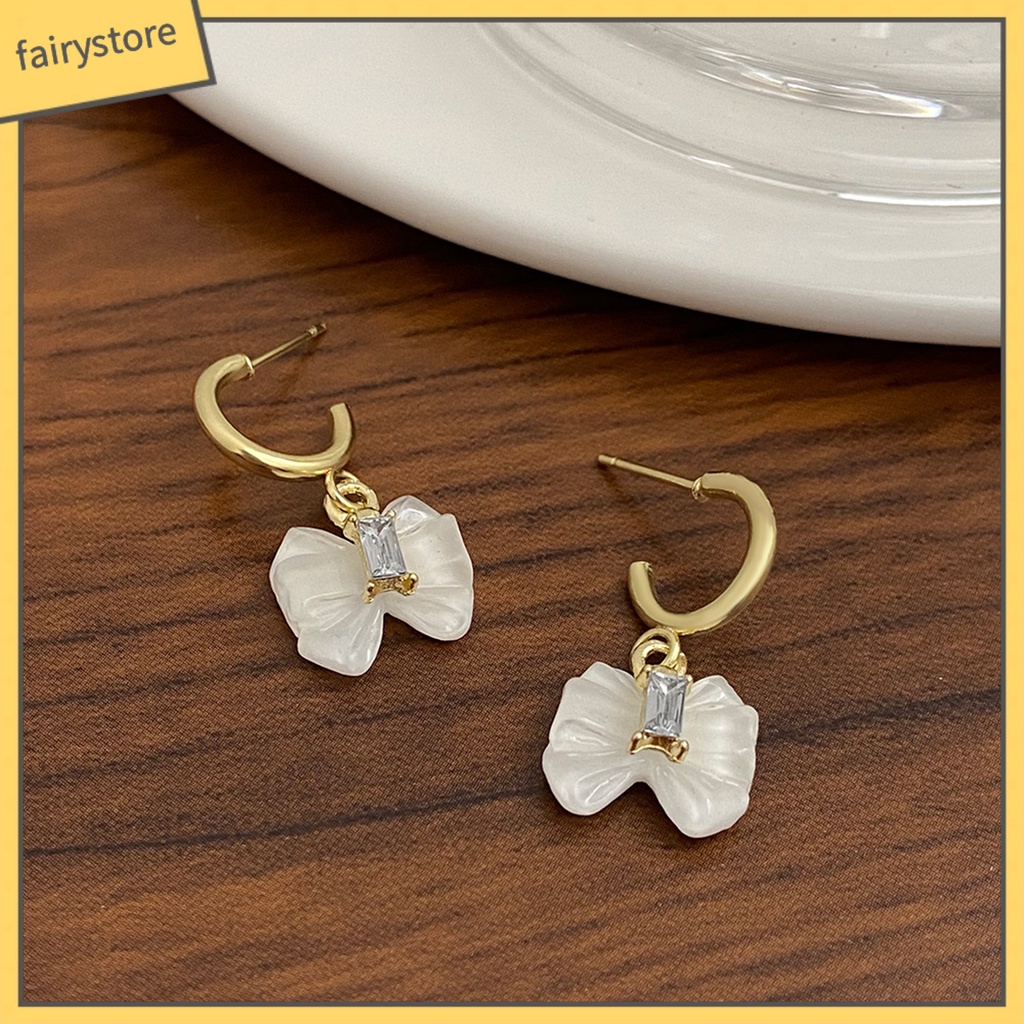 1 Đôi Bông Tai Hình Nơ Đính Đá Trong Suốt Dành Cho Cô Dâu