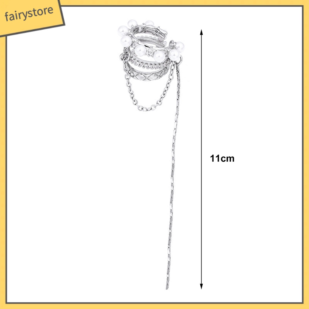 [FRO] 1 Khuyên Tai Dạng Kẹp Ba Lớp Đính Đá Ngọc Trai Nhân Tạo Phong Cách Pháp Thích Hợp Cho Tiệc Cưới