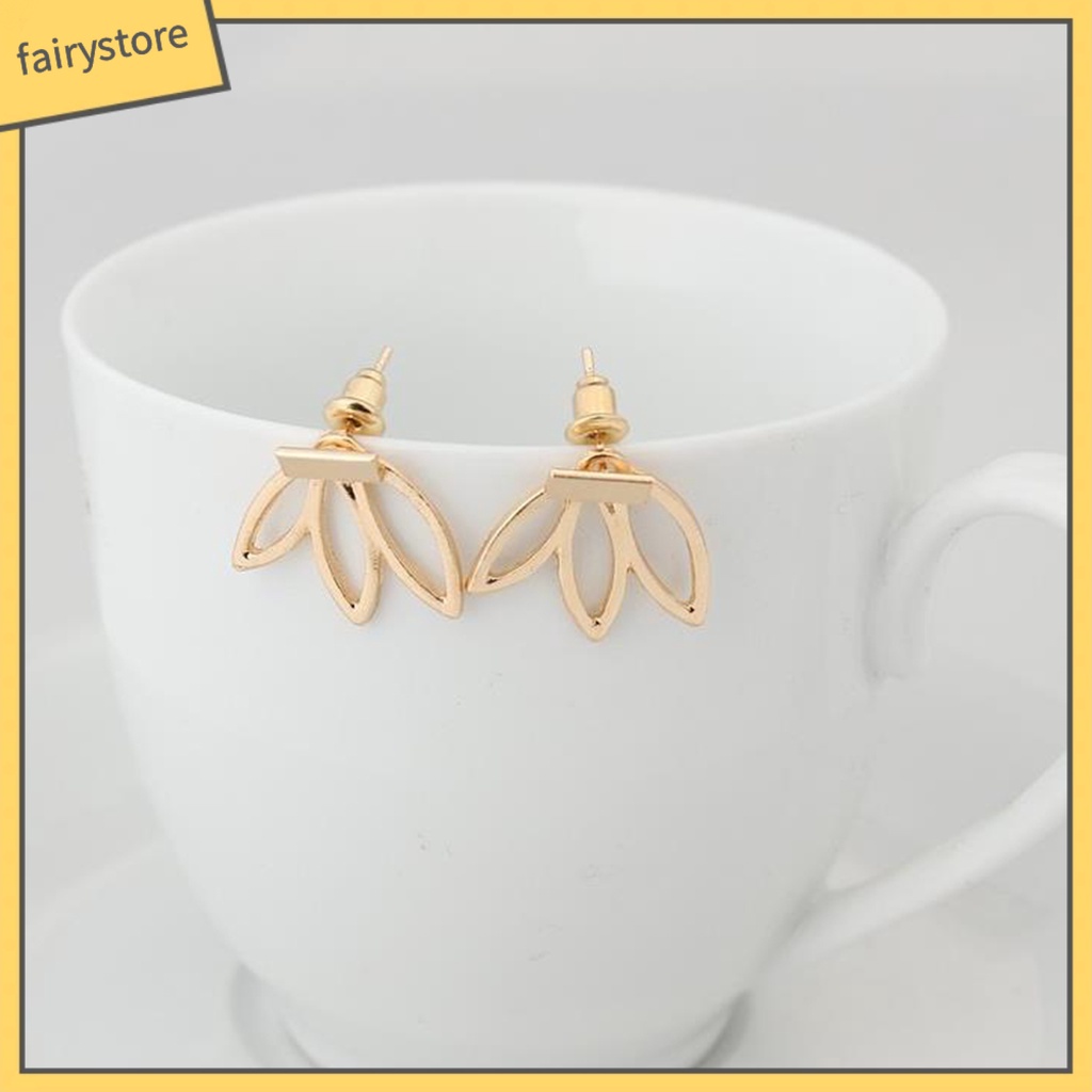 Bông Tai Hợp Kim Hình Hoa Sen Rỗng Thanh Lịch Sáng Tạo Cho Nữ