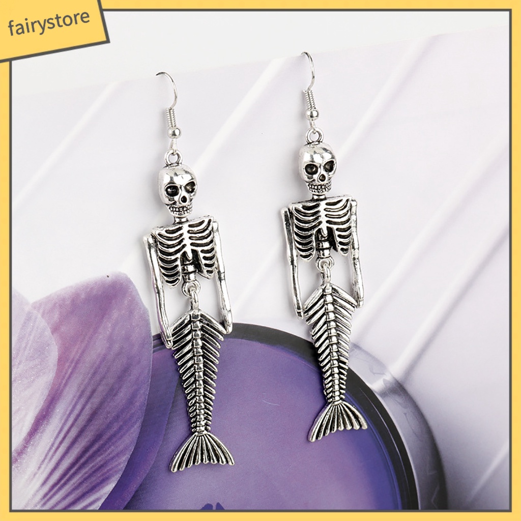 1 Đôi Bông Tai Hình Đầu Lâu Bằng Hợp Kim Phong Cách Halloween Dành Cho Nữ