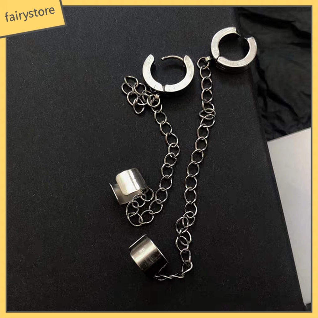 1 Khuyên Kẹp Tai Dây Xích Dài Bằng Thép Titan Không Cần Xỏ Lỗ Dùng Hàng Ngày