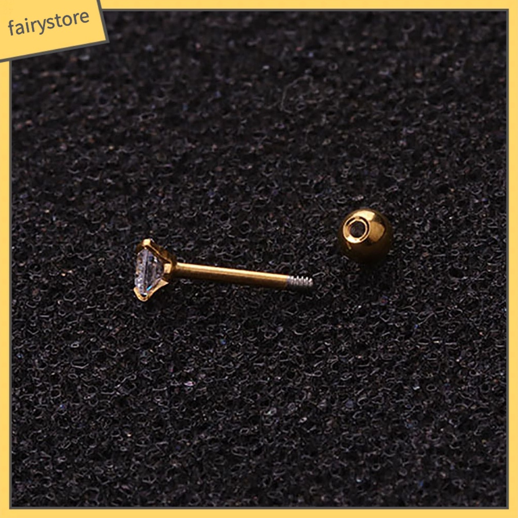 1 Bông Tai Xỏ Lỗ Đính Đá Zircon Nhiều Màu Sắc Lấp Lánh Dành Cho Nữ