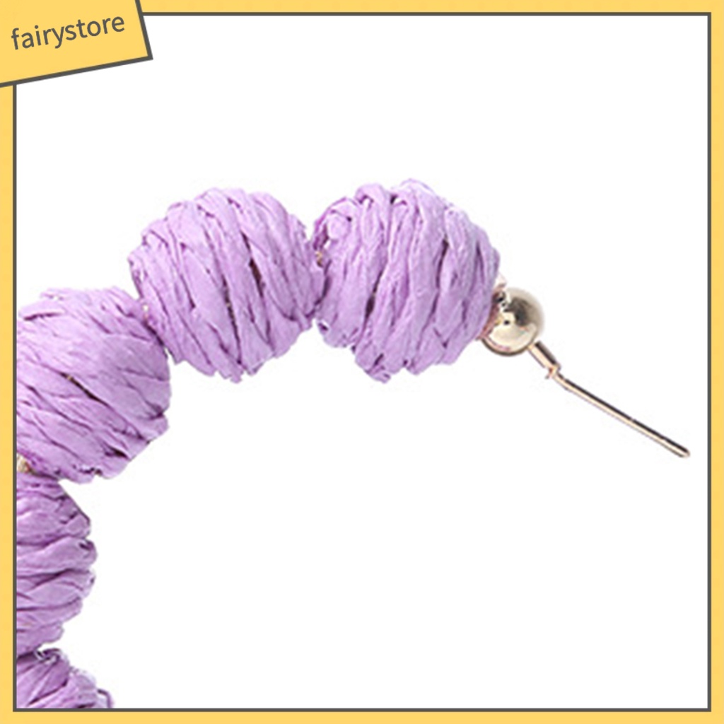 1 Đôi Bông Tai Hình Chữ C Đính Bóng Tròn Phong Cách Bohemian Dành Cho Nữ