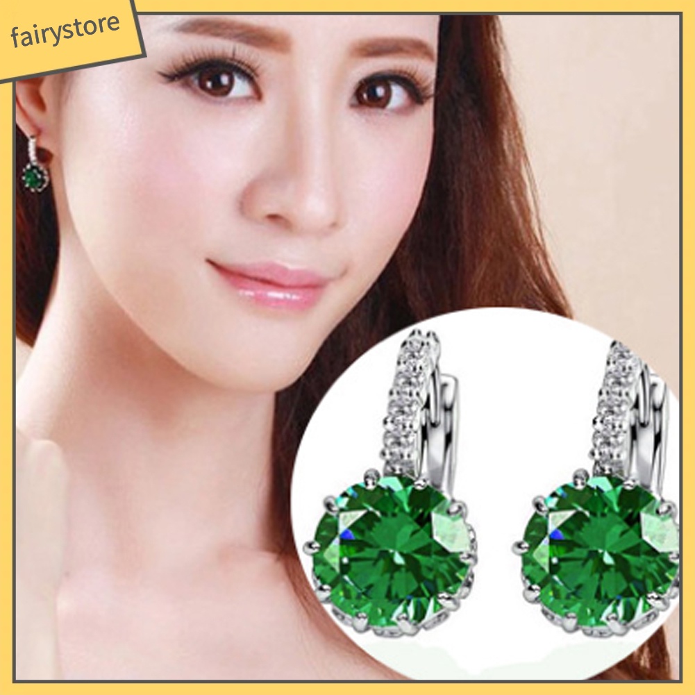 Khuyên Tai Tròn Đính Đá Zircon Thời Trang Cho Nữ