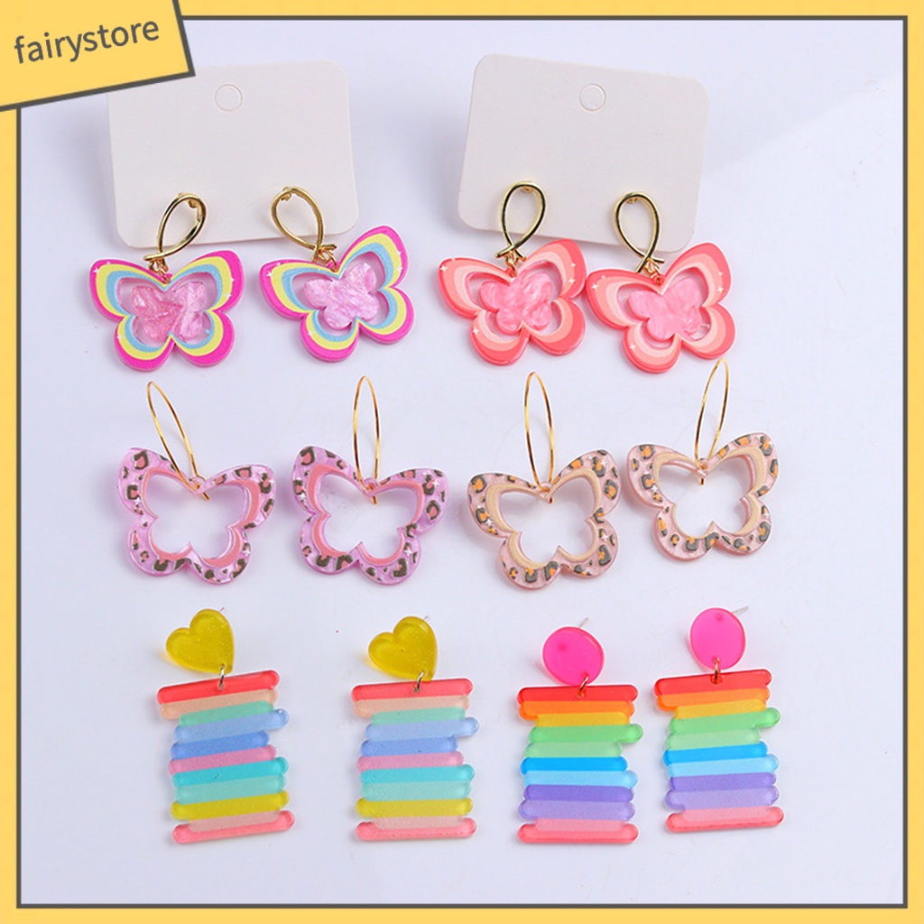 1 Đôi Bông Tai Hình Bướm Rỗng Nhiều Màu Phong Cách Vintage Dành Cho Nữ