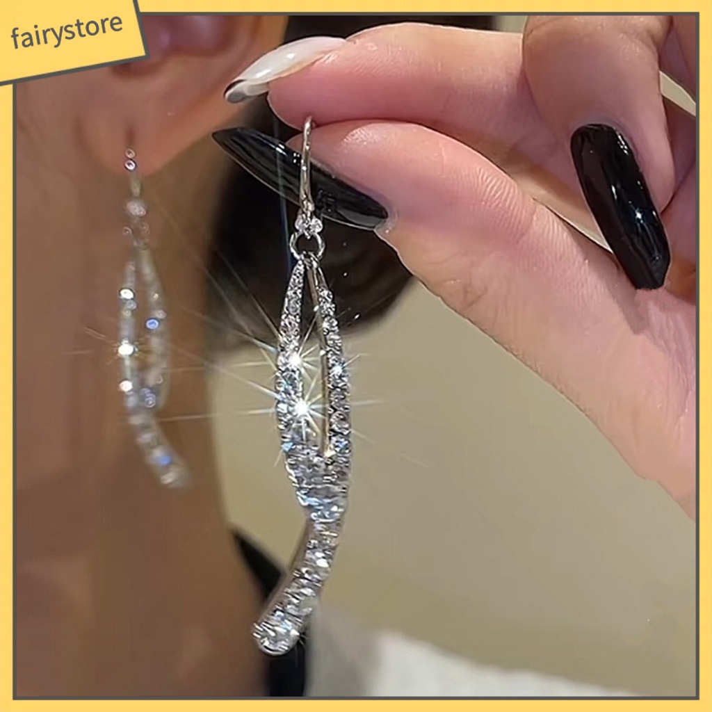 1 Đôi Bông Tai Hình Học Đính Đá Lấp Lánh Dành Cho Nữ