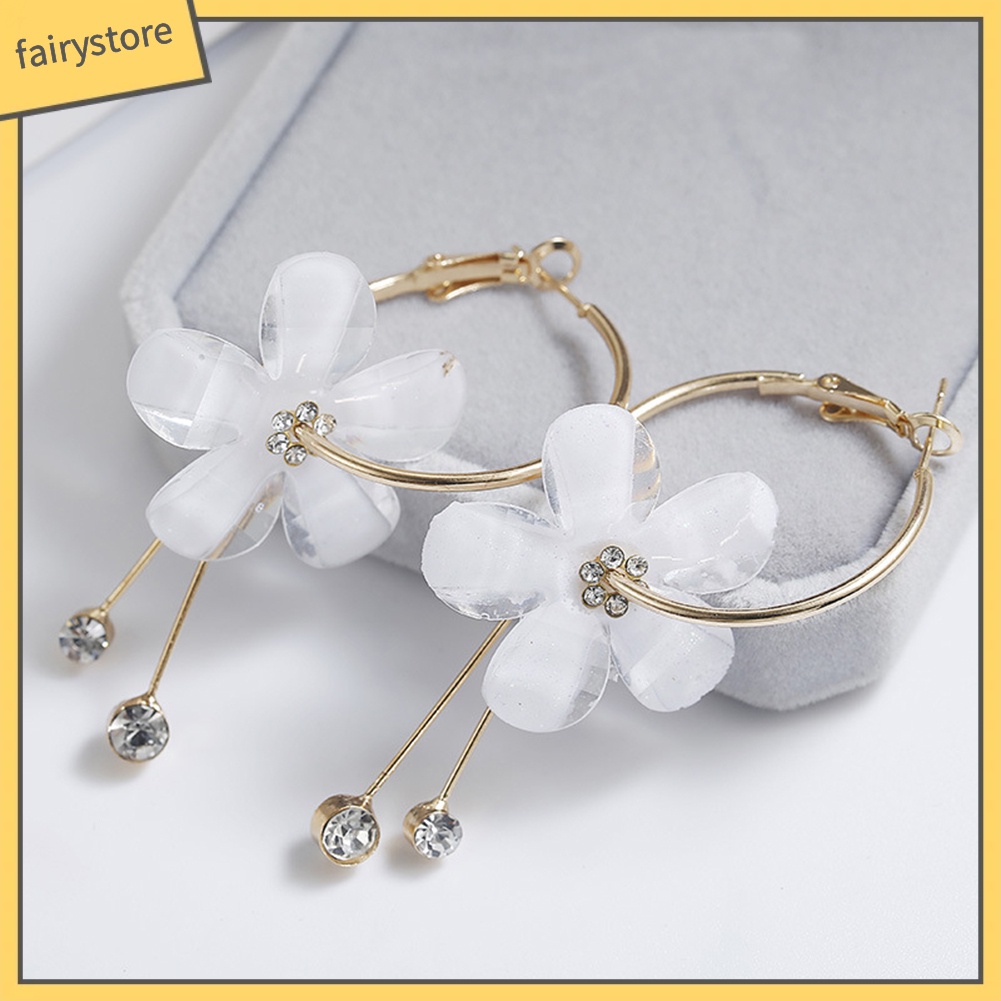 Bông Tai Hình Tròn Cỡ Lớn Đính Đá Phối Tua Rua Thời Trang Cho Nữ