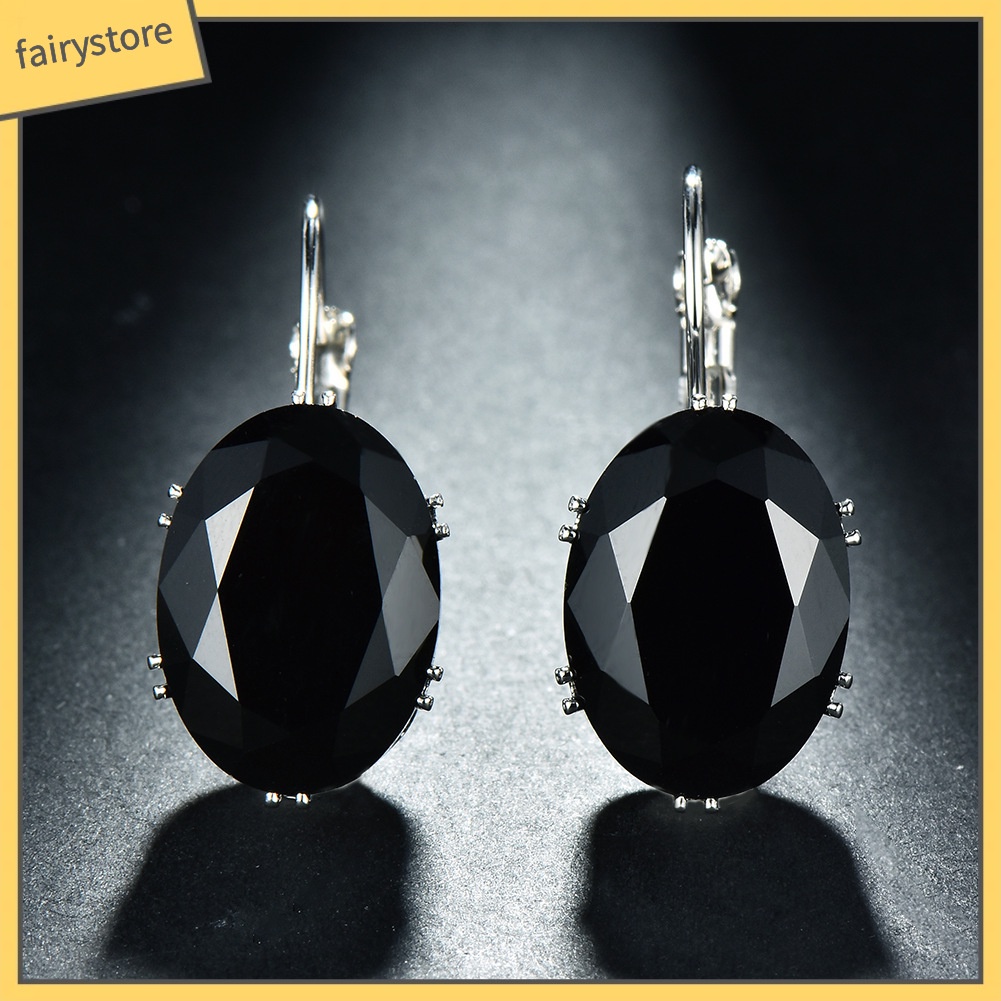 Bông Tai Hình Oval Đính Đá Zircon Thời Trang Dành Cho Nữ