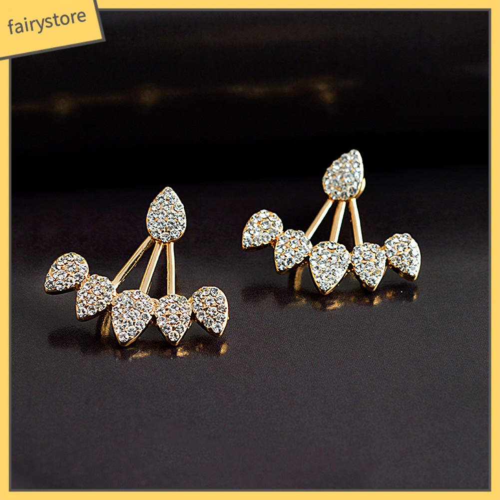 Bông Tai Đinh Tán Hình Giọt Nước Đính Đá Sang Trọng Cho Nữ