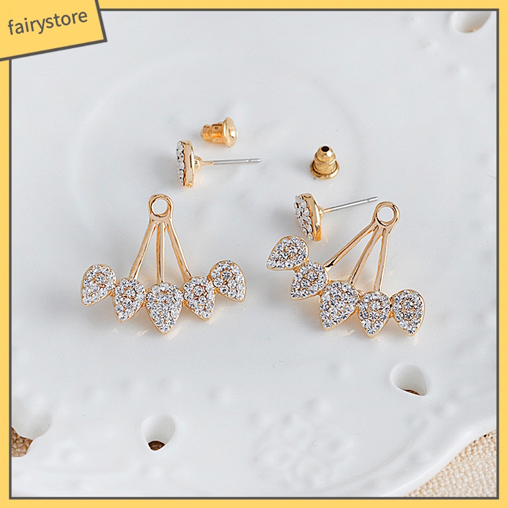 Bông Tai Đinh Tán Hình Giọt Nước Đính Đá Sang Trọng Cho Nữ