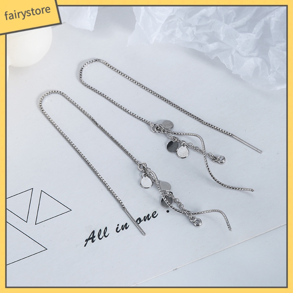 1 Đôi Bông Tai Tua Rua Dài Mỏng Họa Tiết Hình Học Thời Trang