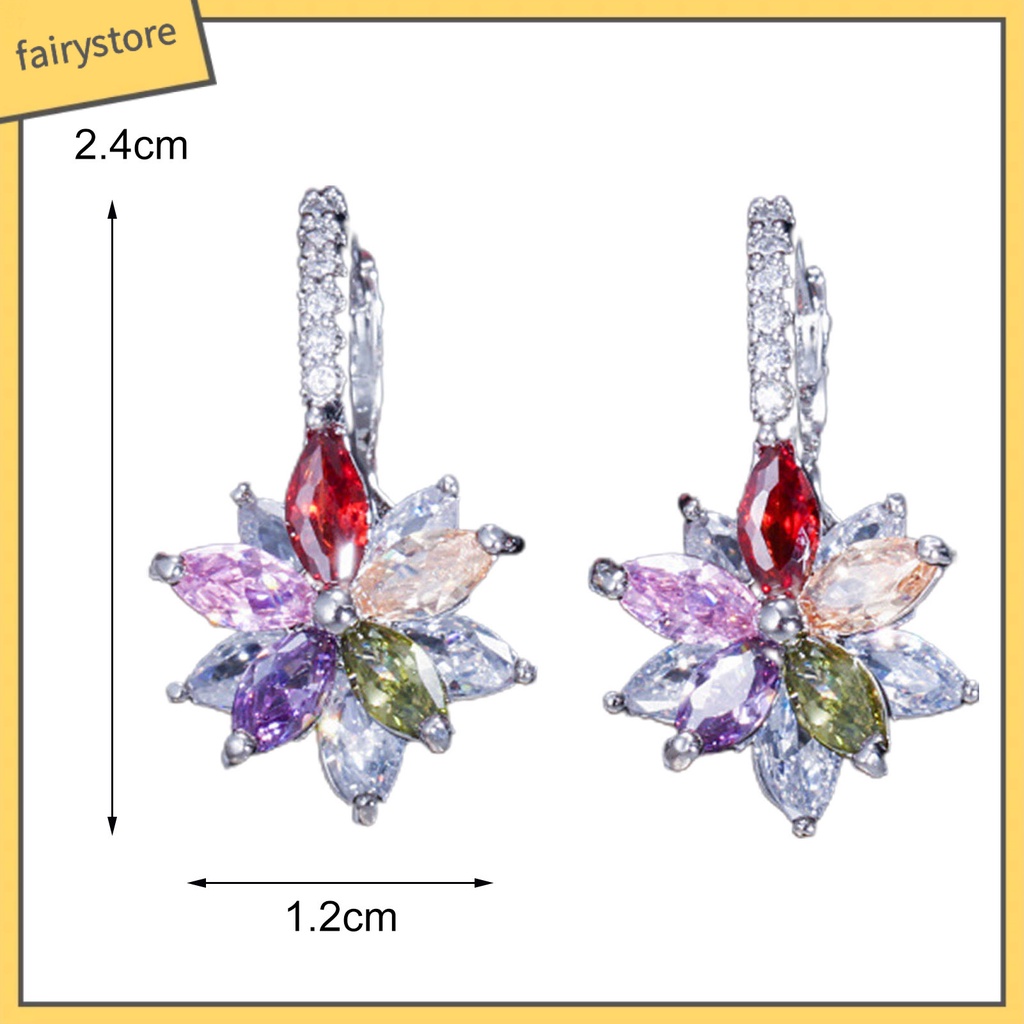 1 Đôi Bông Tai Hình Hoa Đính Đá Lấp Lánh Dùng Hàng Ngày