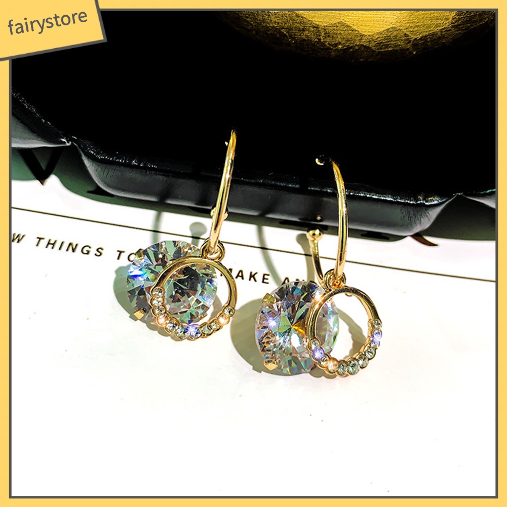 Bông Tai Hình Tròn Đính Đá Thanh Lịch Dành Cho Nữ