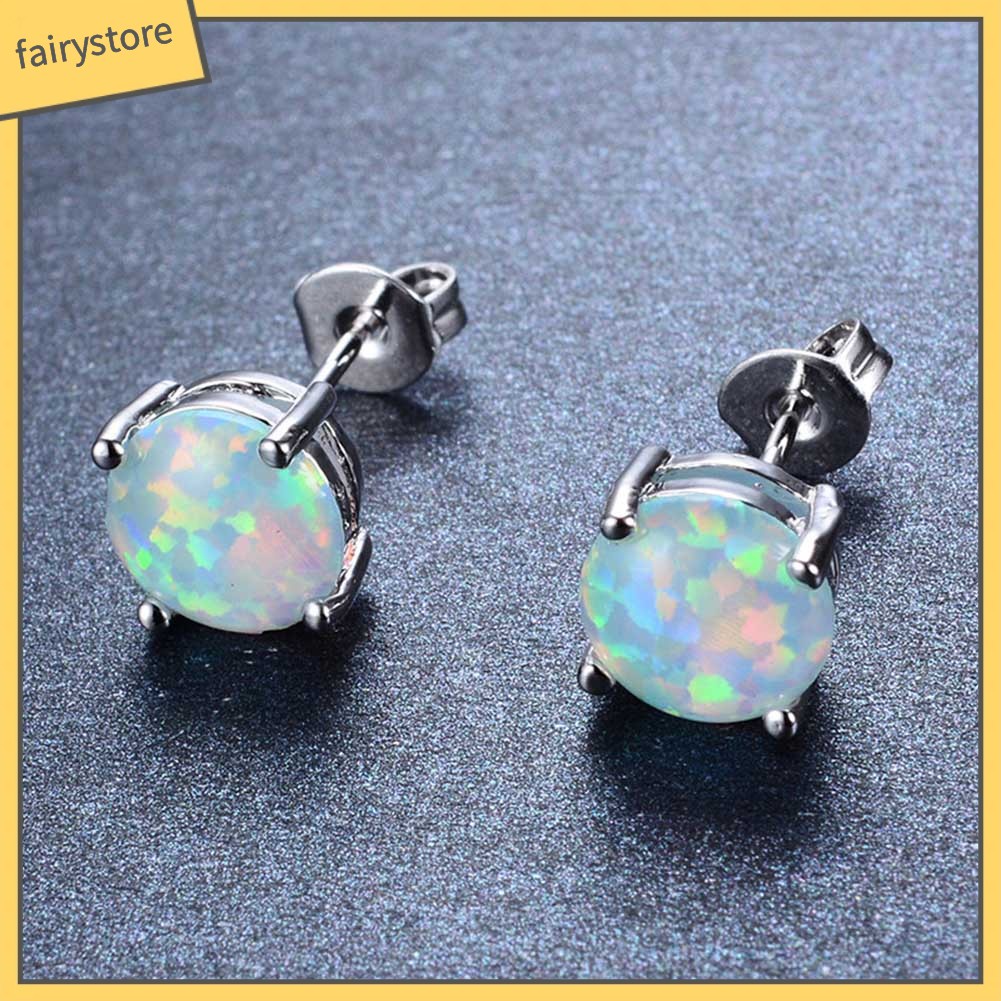 Khuyên Tai Đính Đá Opal Nhân Tạo Thời Trang Dành Cho Nữ