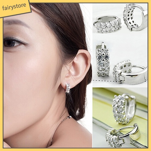 Bông Tai Tròn Đính Đá Hai Hàng Thời Trang