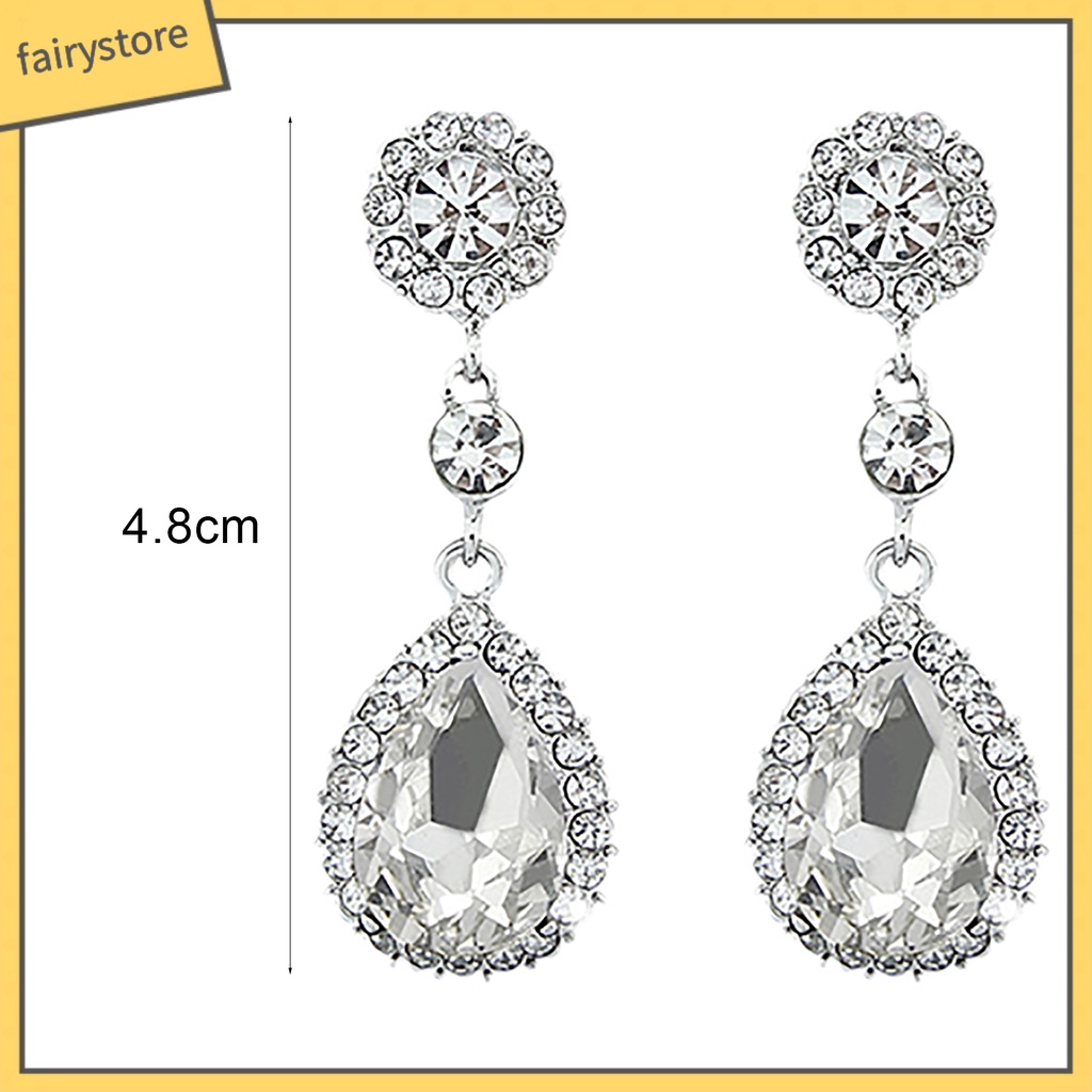 Bông Tai Giọt Nước Đính Đá Sang Trọng Cho Nữ