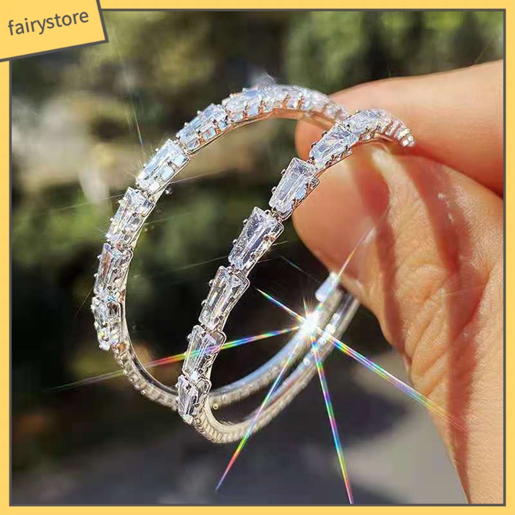 1 Đôi Bông Tai Tròn Đính Đá Lấp Lánh