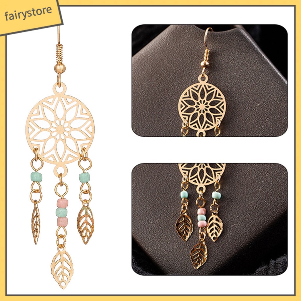 1 Đôi Bông Tai Hình Chiếc Lá Đính Hạt Thời Trang Dành Cho Nữ