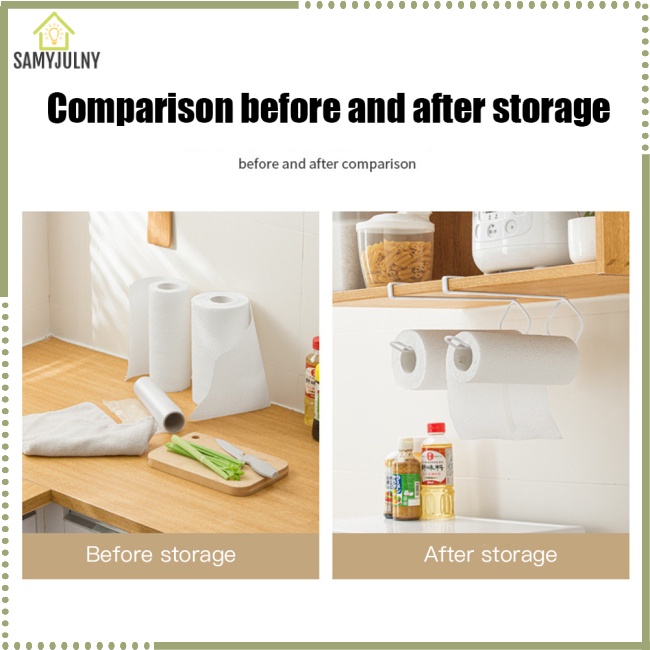 Giá Treo Khăn Giấy Cuộn Không Cần Khoan Tiện Dụng Cho Nhà Bếp / Gara