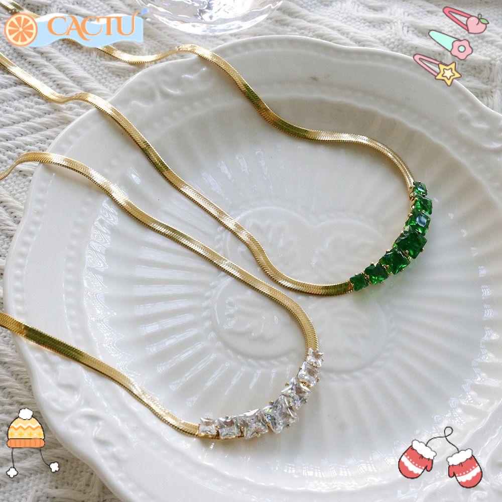 Dây Chuyền Dạng Xích Rắn Phẳng Cho Nữ|Vòng Cổ Choker Đính Đá Zircon