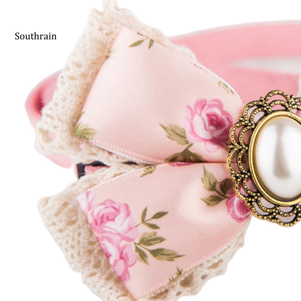 Vòng Cổ Bằng Da Lộn Họa Tiết Hoa Thắt Nơ Đáng Yêu Dành Cho Thú Cưng