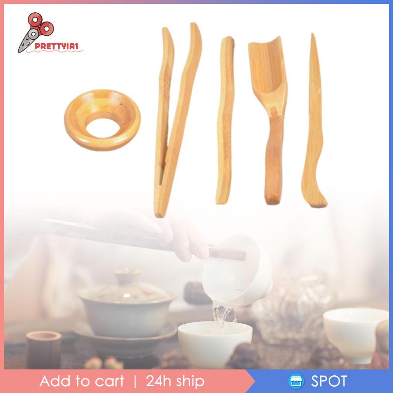 1 [Prettyia] Set 5 Kẹp Gỗ Gắp Trà &amp; Cà Phê