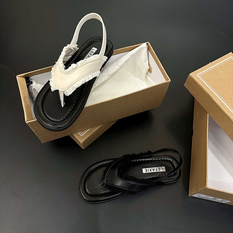 Giày Sandal Da PU Đế Bằng Hở Ngón Phong Cách Roman Thời Trang Mùa Hè Cho Nữ