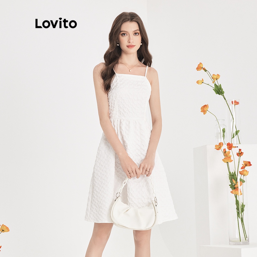 Đầm midi Lovito kiểu chữ A không tay xếp nếp màu trơn thường ngày cho nữ L51ED124 (Màu mơ)