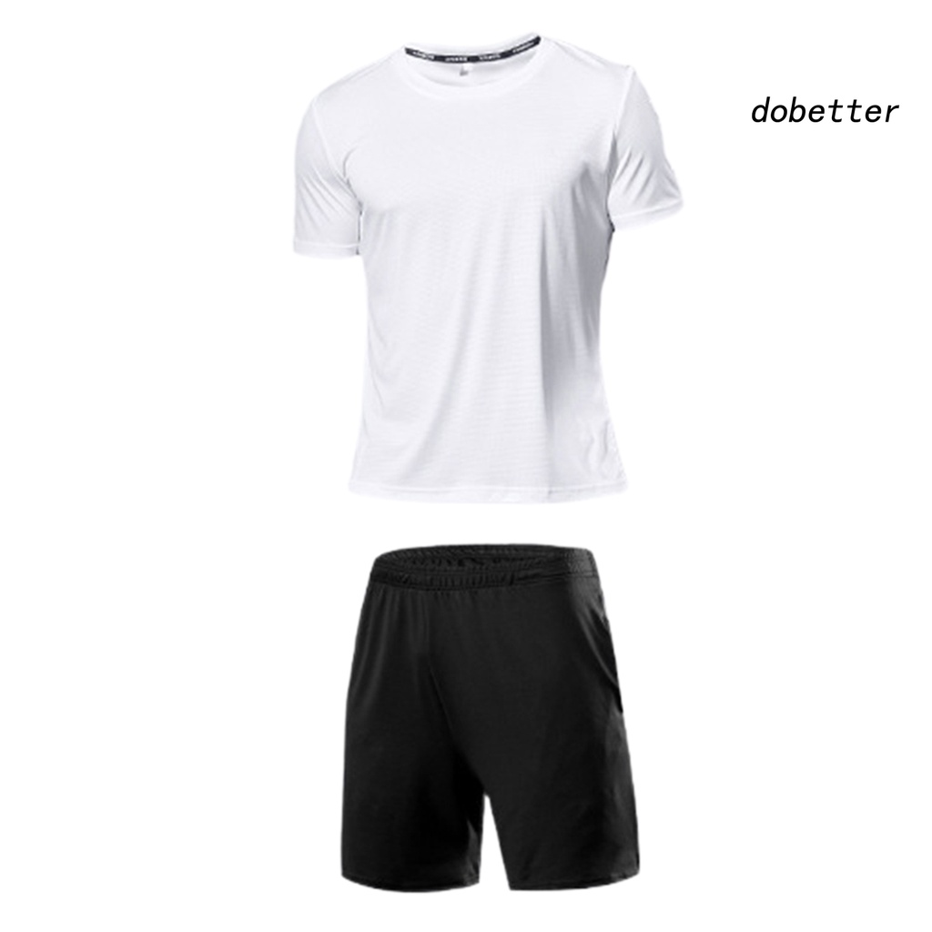 1 Bộ Đồ Thể Thao Áo Tay Ngắn Phối Quần Short Dáng Rộng Nhanh Khô Màu Trơn Thời Trang Mùa Hè Cho Nam