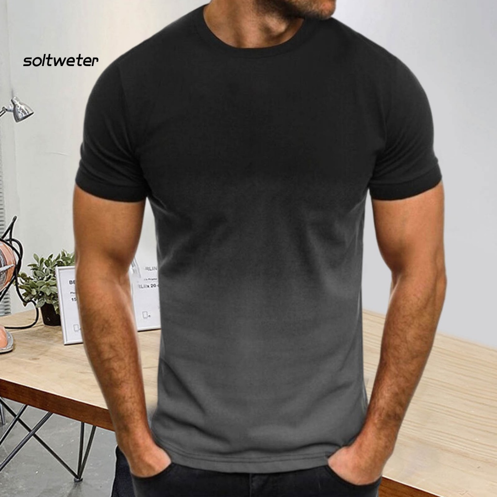 Áo nam Ngắn Tay In Họa Tiết 3D Màu Sắc Gradient