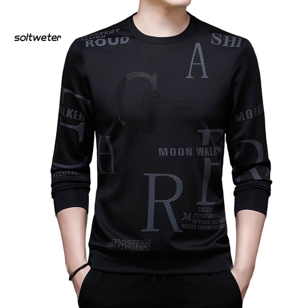 Áo Thun Tay Dài Cổ Tròn In Chữ Thiết Kế Đơn Giản Thoải Mái Cho Nam