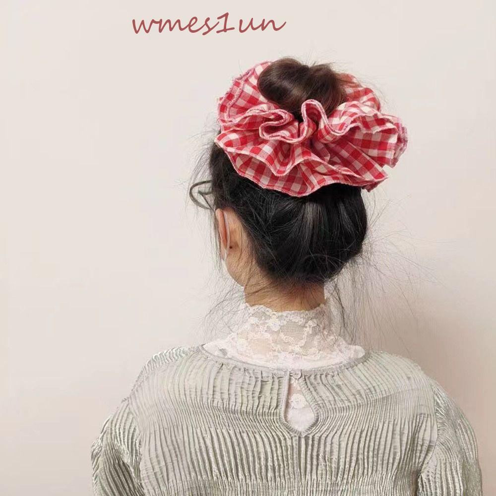 Dây Buộc Tóc Cao Su Bốn Lớp Họa Tiết Sọc Caro Phong Cách Hàn Quốc WMES15H