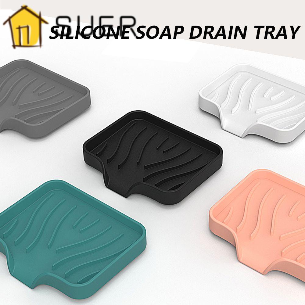 Khay Đựng Xà Phòng Có Rãnh Thoát Nước Tích Hợp Bàn Chải Môi Cho Nhà Bếp / Phòng Tắm